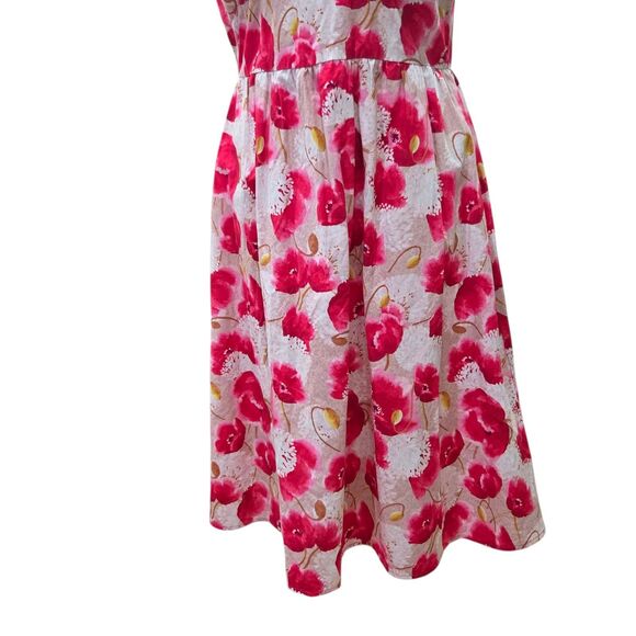 Retrolicious Vintage Pink Tulips Cotton Fit & Flare Dress Retro Style Size M USA - Picture 9 of 10